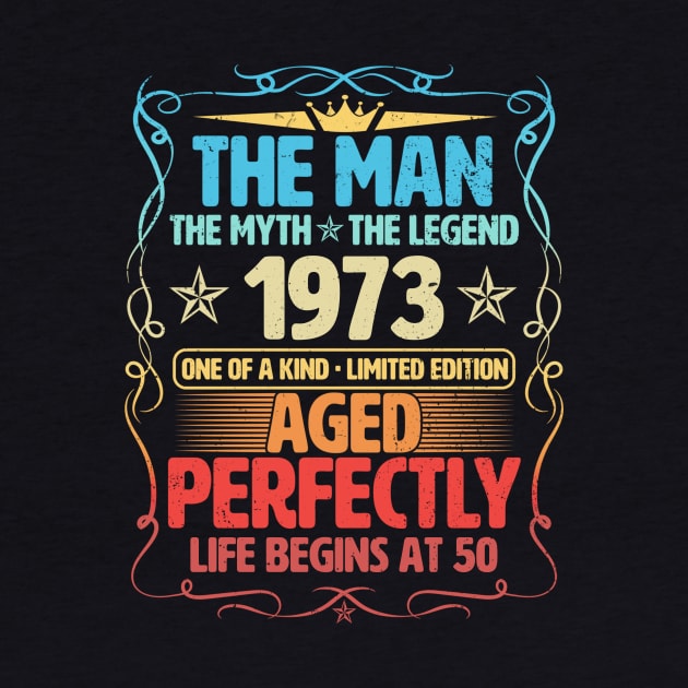 The Man 1973 Aged Perfectly Life Begins At 50th Birthday by Foshaylavona.Artwork